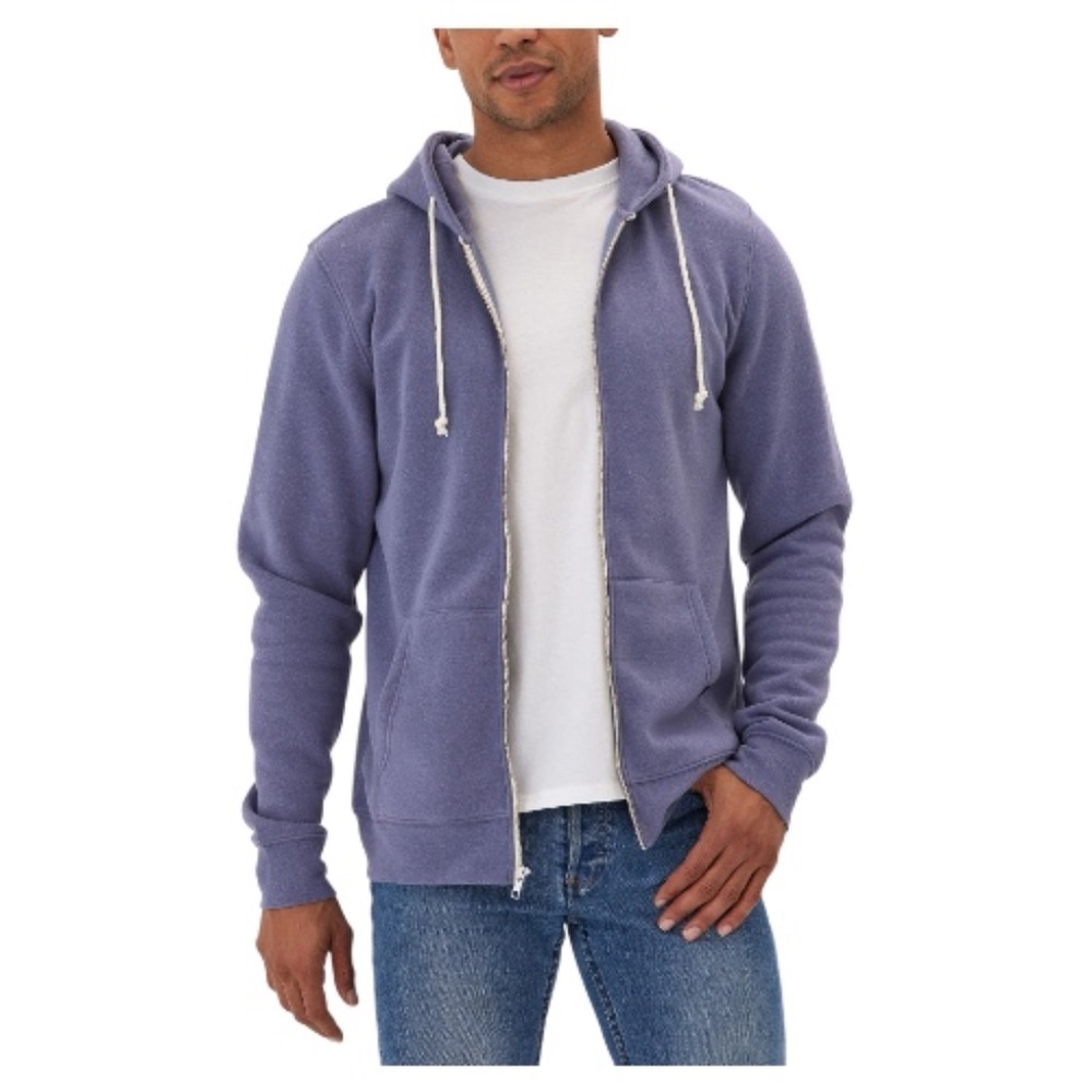 Threads 4 Thought Trim Men's Fit Heathered Fleece Zip Hoodie. Color: Zinc. M